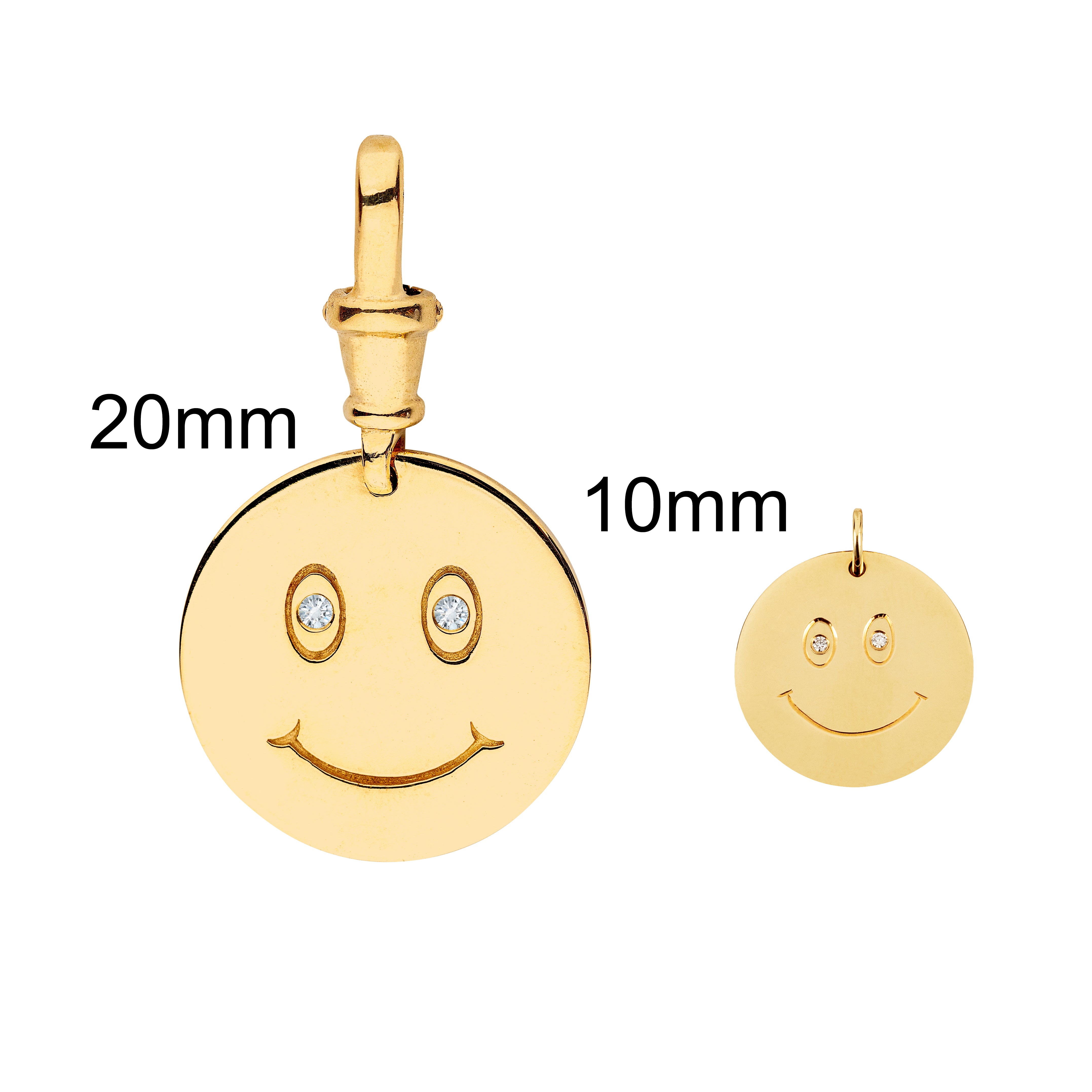 9ct Yellow Gold Smiley Pendant with Diamonds Small/Medium