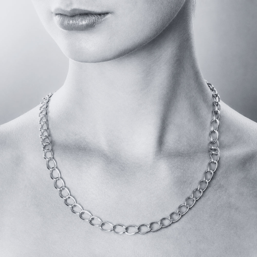 Adjustable Sterling Silver Small Oval Link Necklace