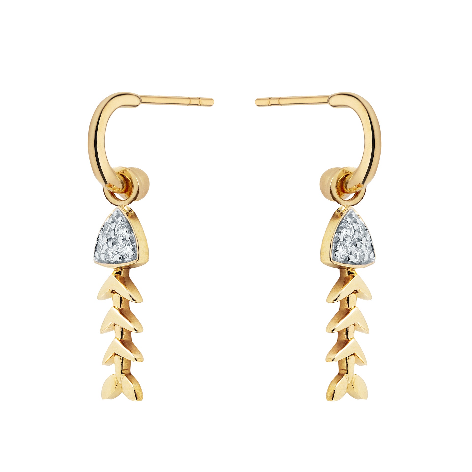 9ct Yellow Gold Fishbone Charms with Diamond Head