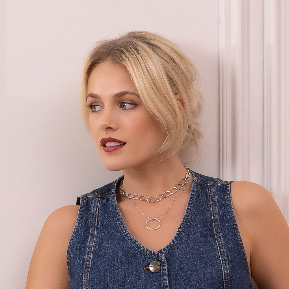 Adjustable Sterling Silver Small Oval Link Necklace