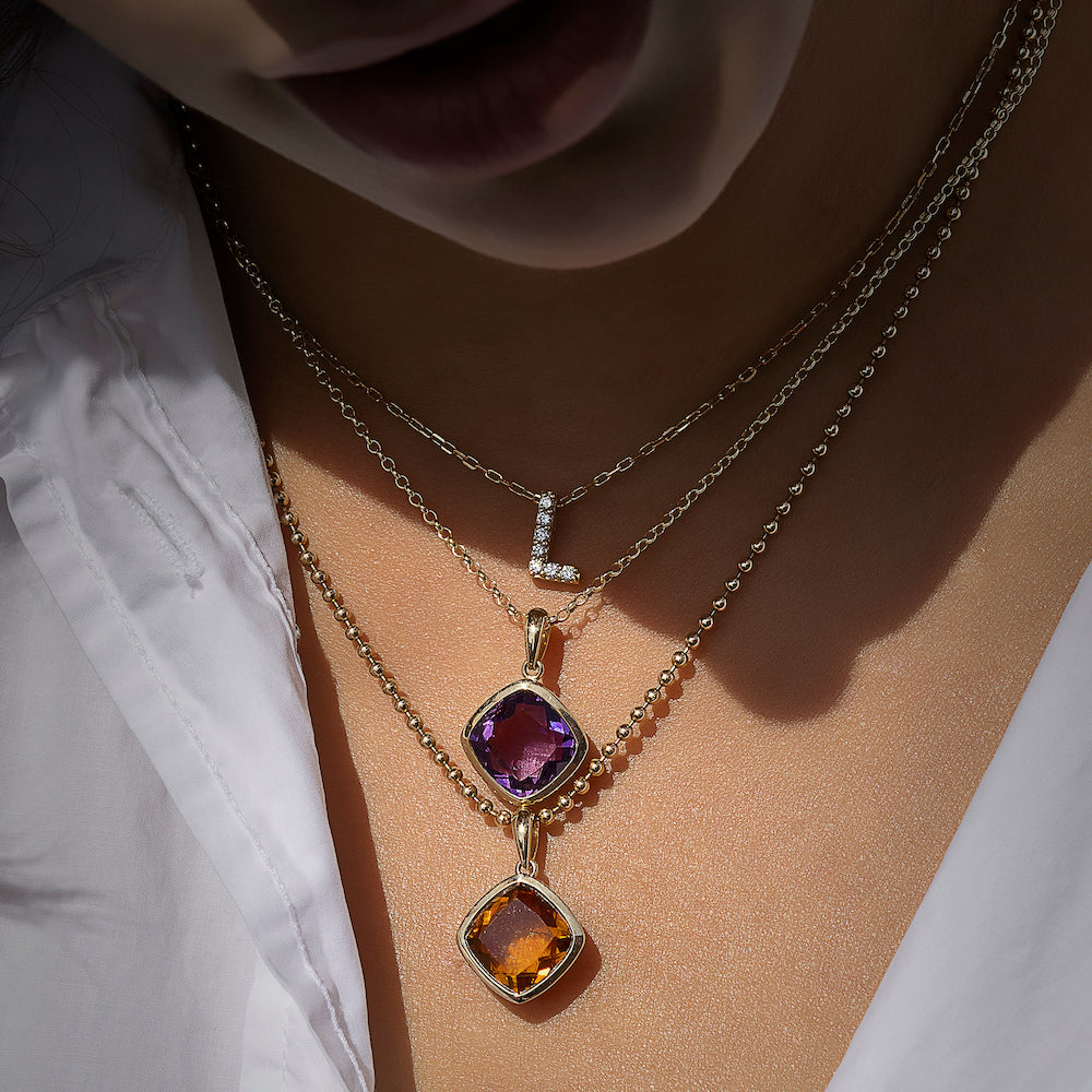 9ct Yellow Gold Single-Stone Citrine Necklace