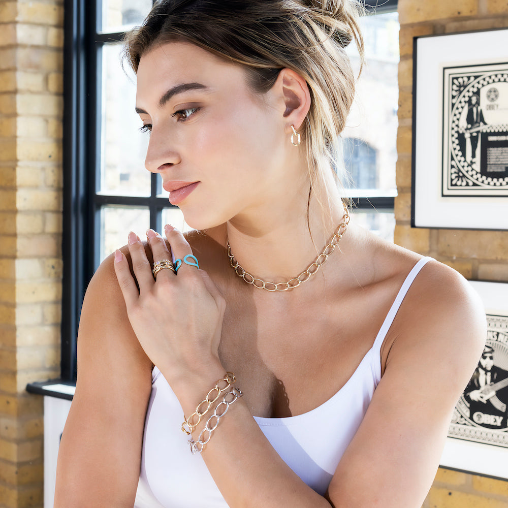 Adjustable 9ct Yellow Gold Small Oval Link Necklace