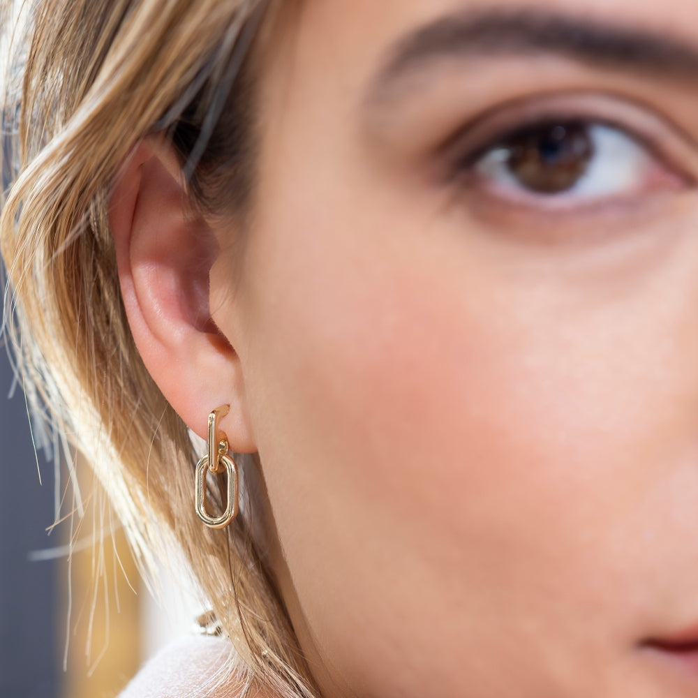 9ct Yellow Gold Oval Link Drop Earrings