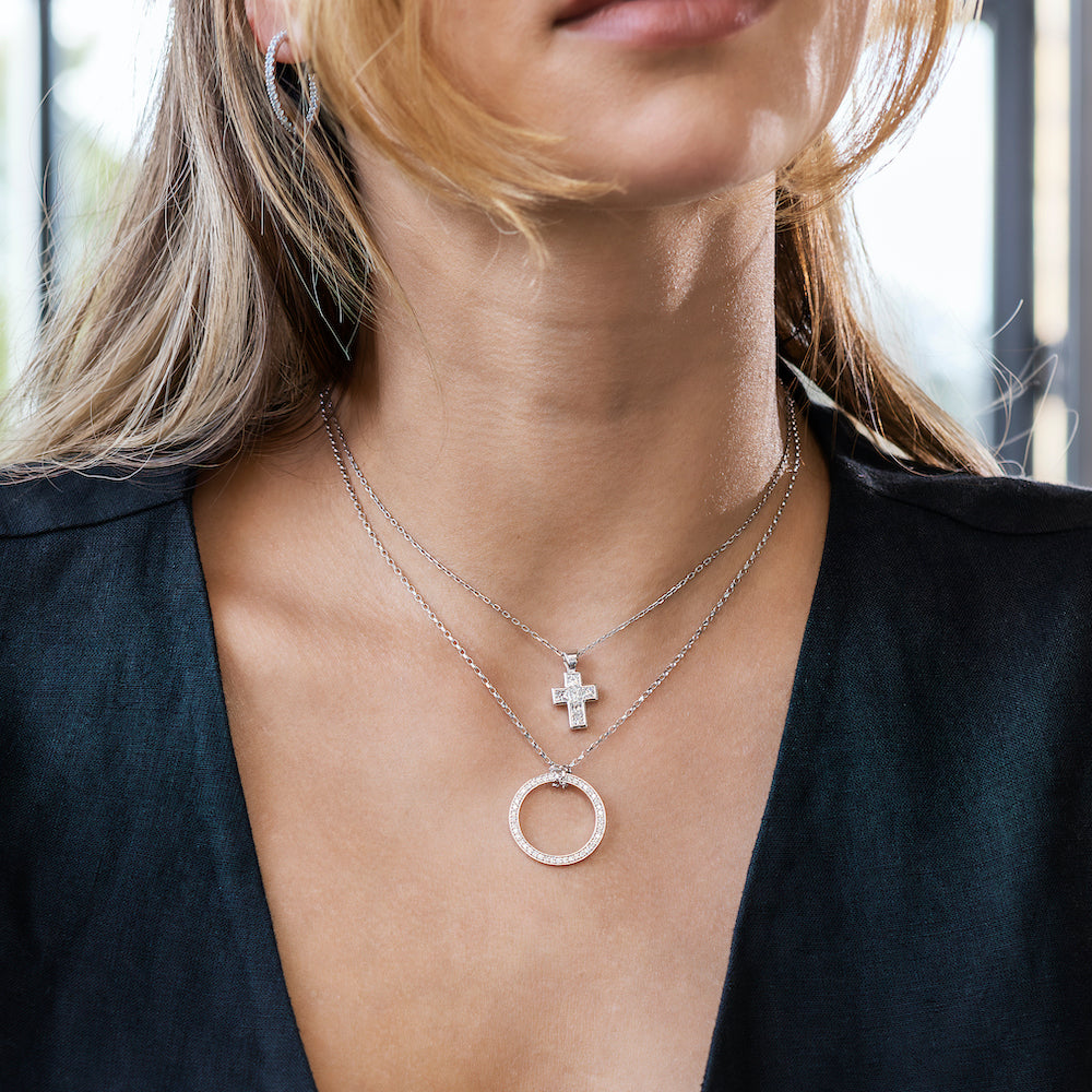 18ct White Gold Diamond Cross Necklace