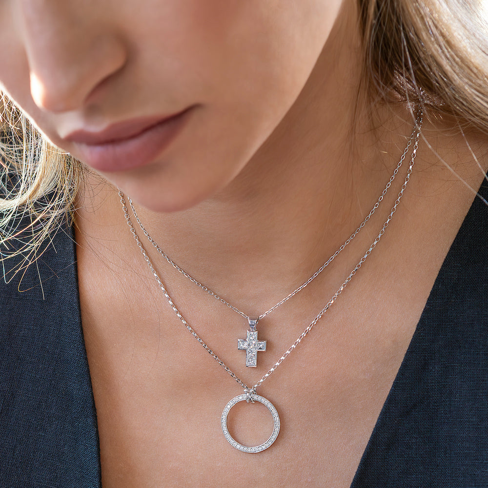 18ct White Gold Diamond Cross Necklace