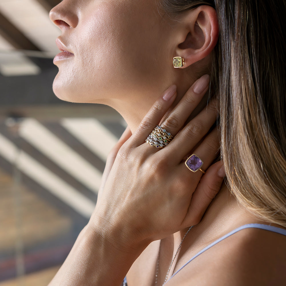 9ct Yellow Gold Stacking Ring with Round Citrine