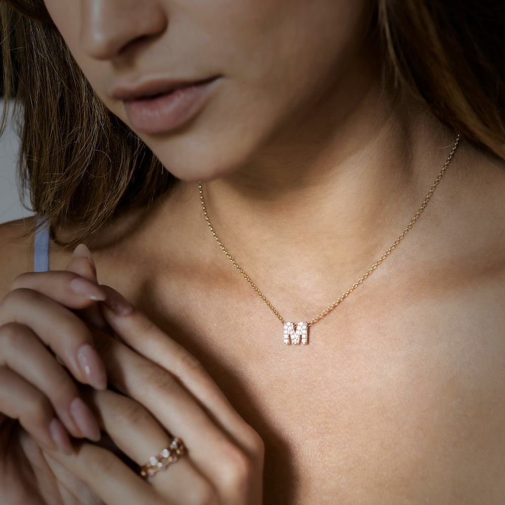 9ct Yellow Gold Diamond Initial Necklace