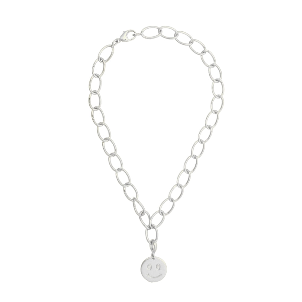 9ct White Gold Cutout Smiley Necklace (Small/Large)
