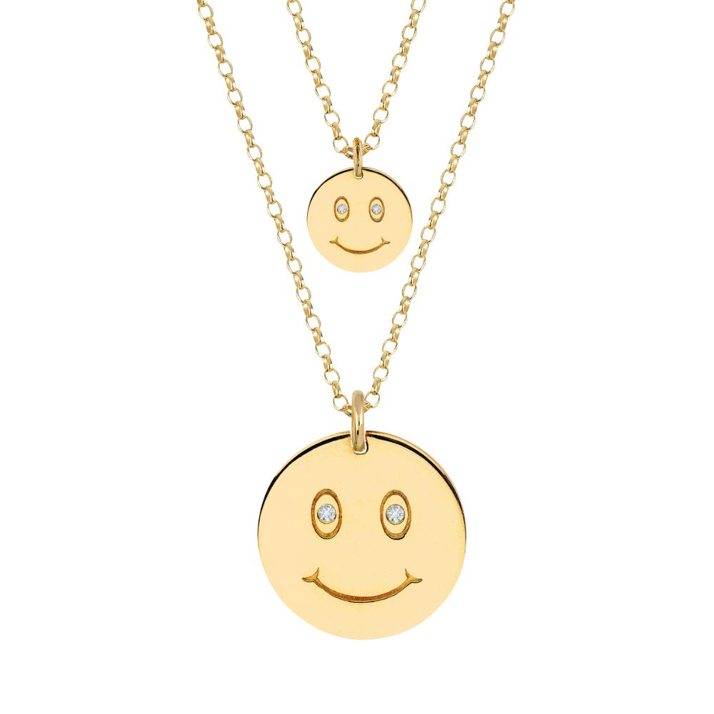 9ct Yellow Gold and Diamond Smiley Necklace (Small/Large)