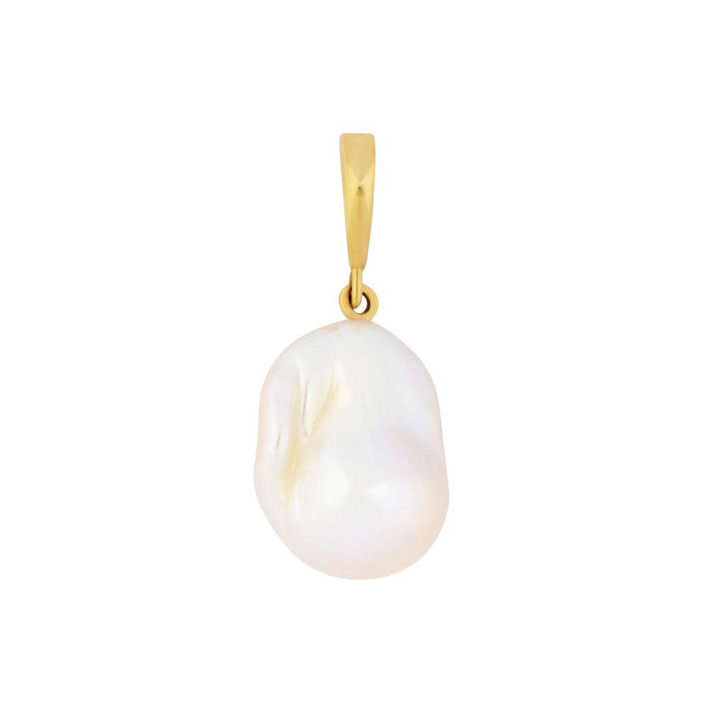 9ct Yellow Gold Baroque Pearl Necklace - Enhancer Clip