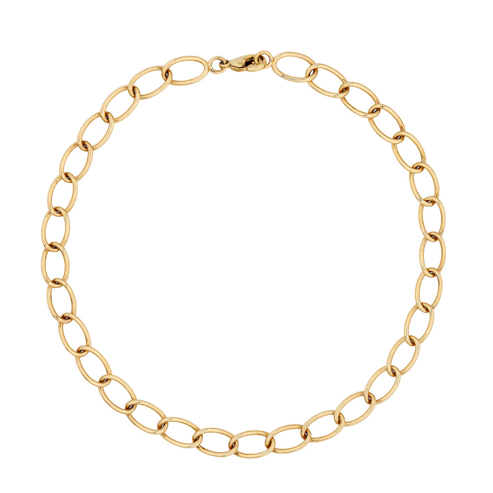 Adjustable 9ct Yellow Gold Small Oval Link Necklace