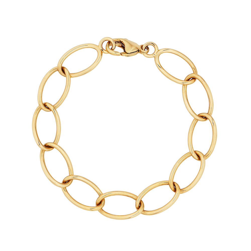 9ct Yellow Gold Small Oval Link Bracelet with Lobster Clasp