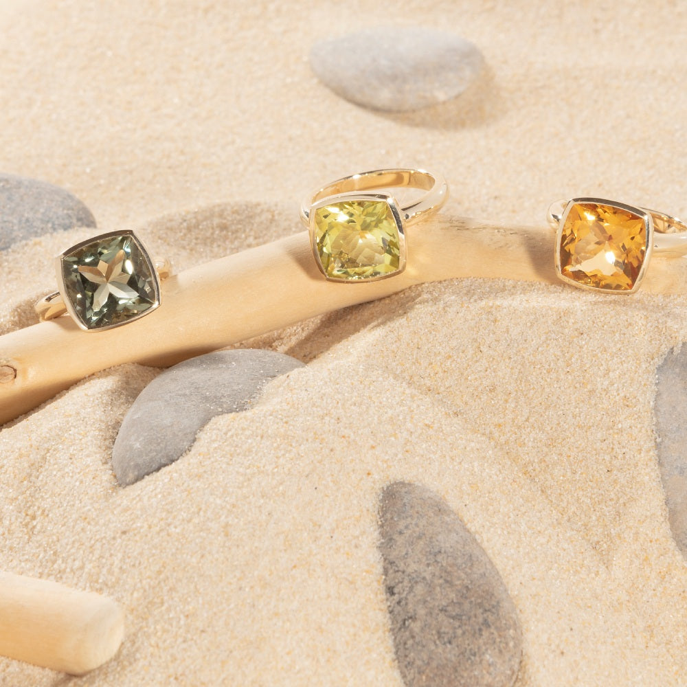 9ct Yellow Gold Single-Stone Green Quartz Ring