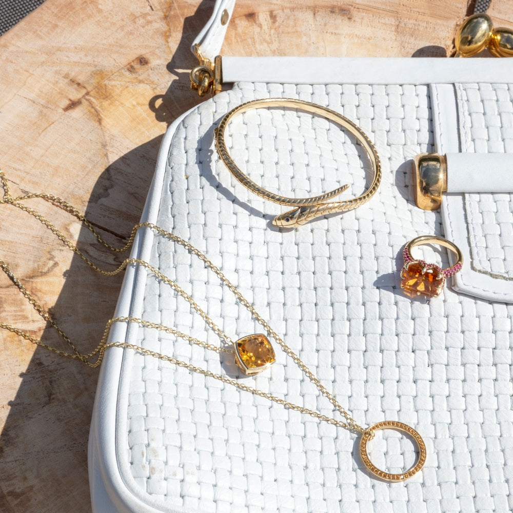 Yellow Gold Circle of Life Necklace with Citrine