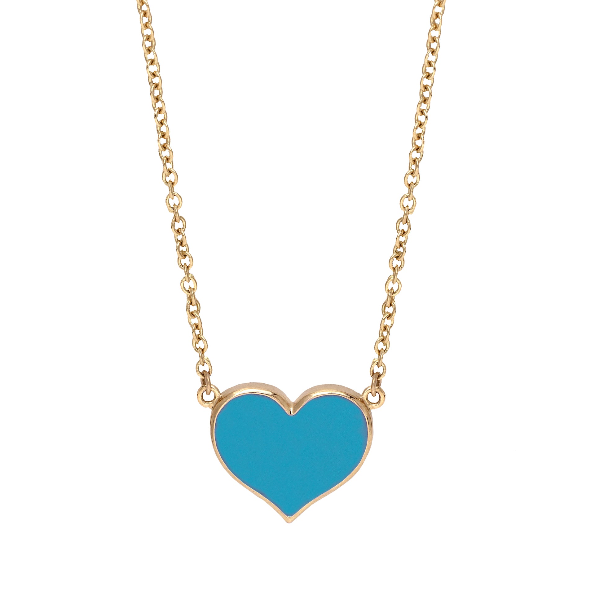 9ct Yellow Gold Turquoise Enamelled Heart Pendant