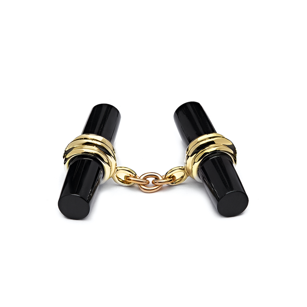 9ct Yellow Gold Onyx Bar Cufflinks