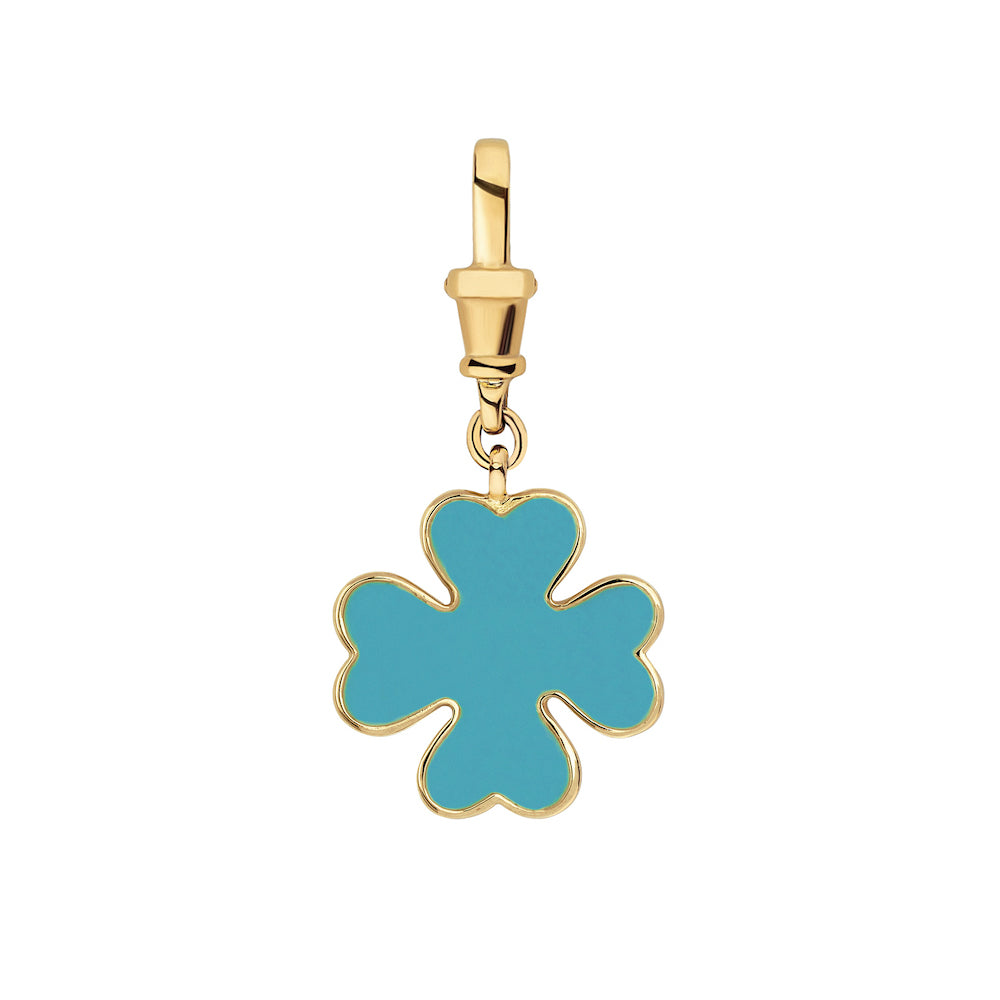 9ct Yellow Gold Turquoise Enamel Clover Necklace
