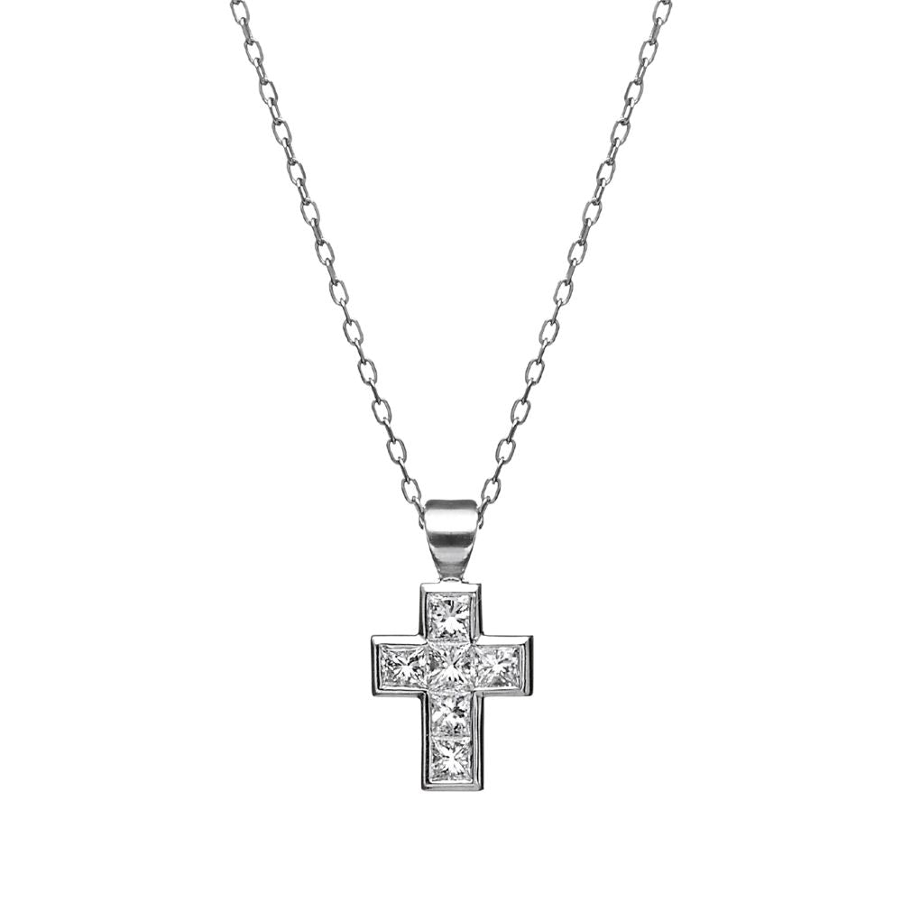18ct White Gold Diamond Cross Necklace