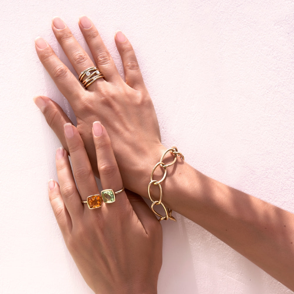 9ct Yellow Gold Single-Stone Green Quartz Ring
