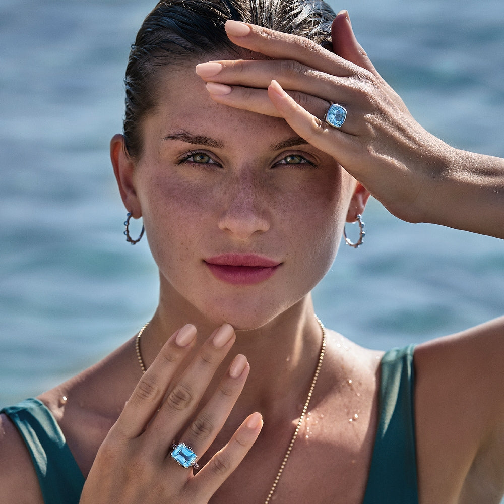 9ct White Gold Single-Stone Sky Blue Topaz Ring