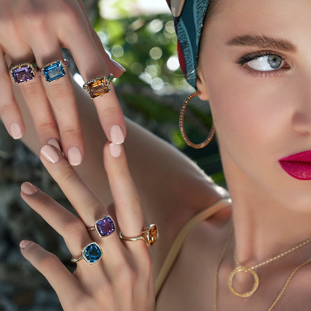 9ct Yellow Gold Single-Stone London Blue Topaz Ring