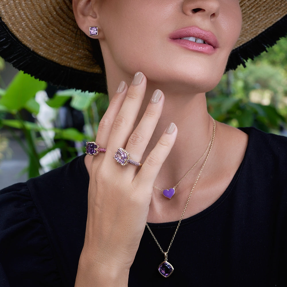 9ct Yellow Gold Single-Stone Amethyst Necklace