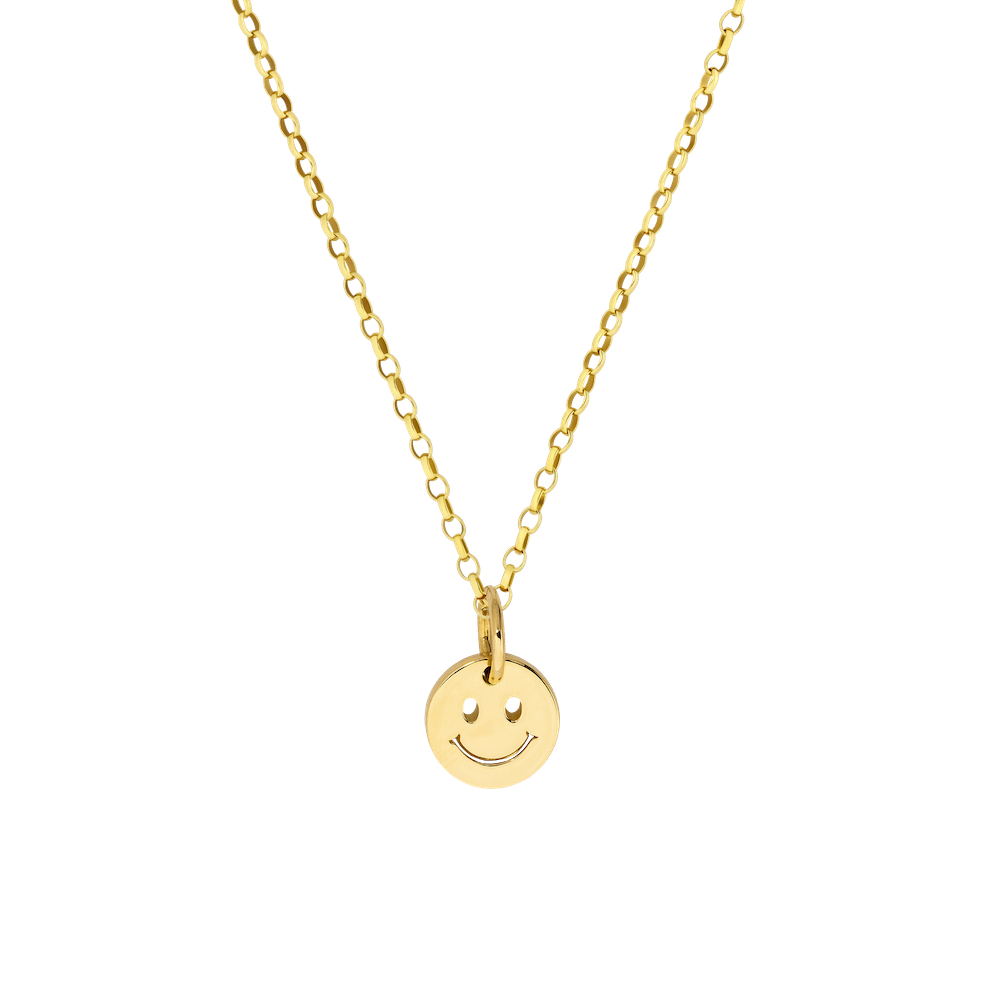 9ct Yellow Gold Reversible Cutout Smiley Necklace with Mint Green Enamel