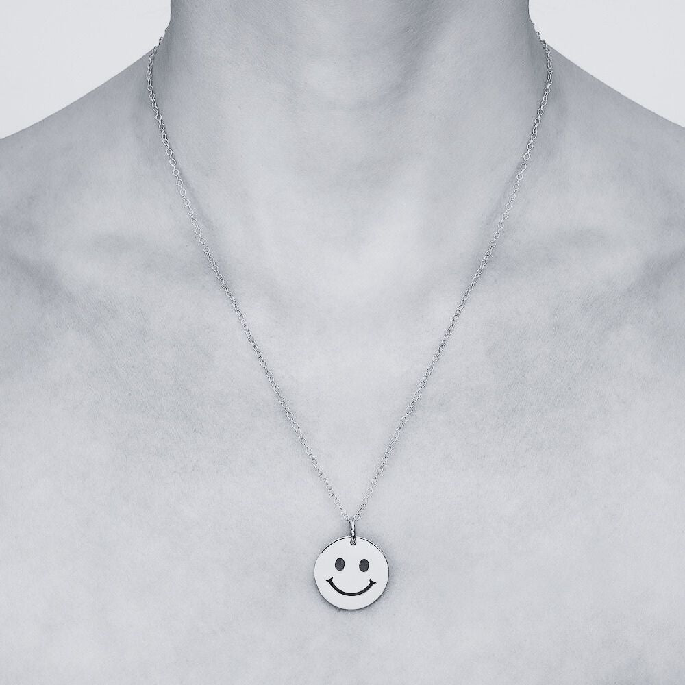 Sterling Silver Cutout Smiley Necklace (Small/Large)