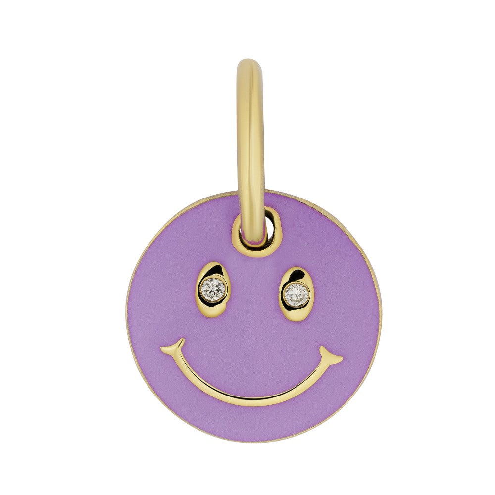 9ct Yellow Gold Smiley Necklace with Mint Green Enamel and Diamonds