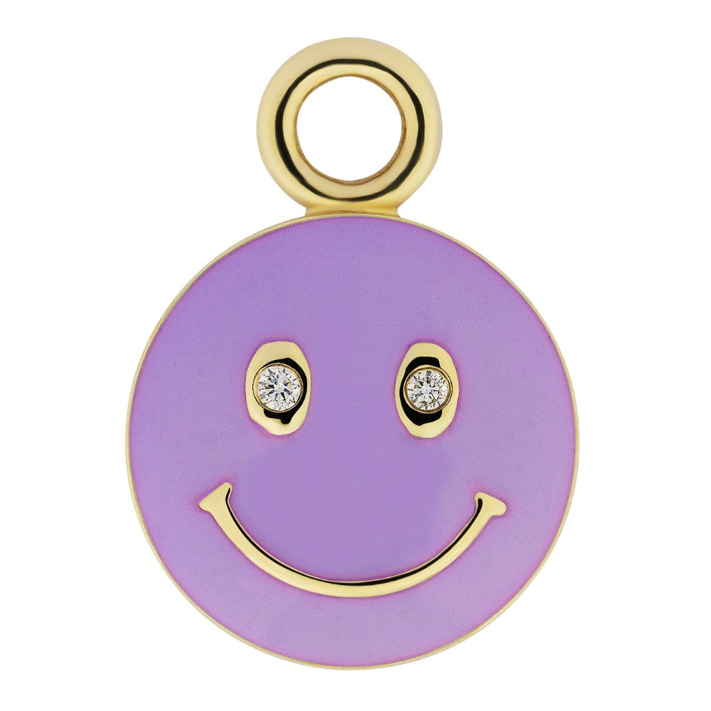 9ct Yellow Gold Earrings with Interchangeable Mint Green Enamel and Diamond Smiley Drops