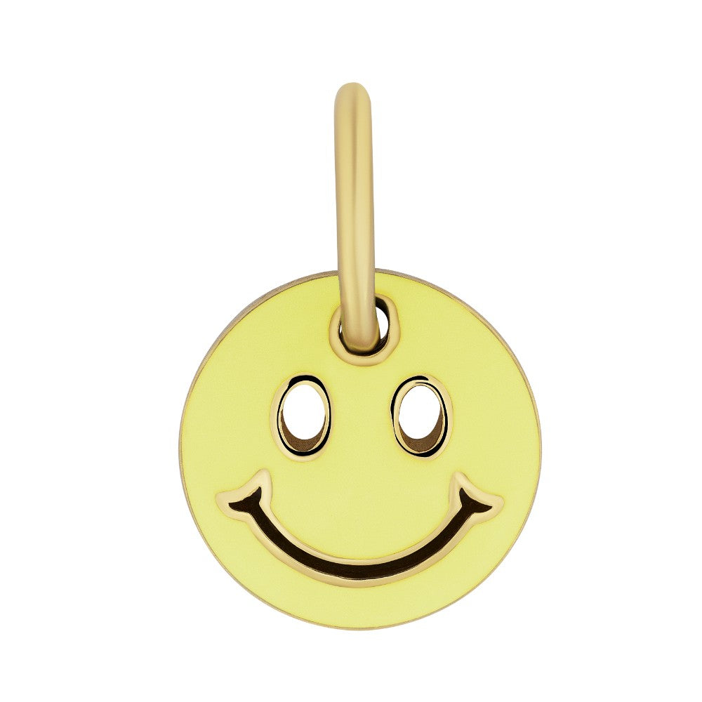 9ct Yellow Gold Reversible Cutout Smiley Necklace with Mint Green Enamel