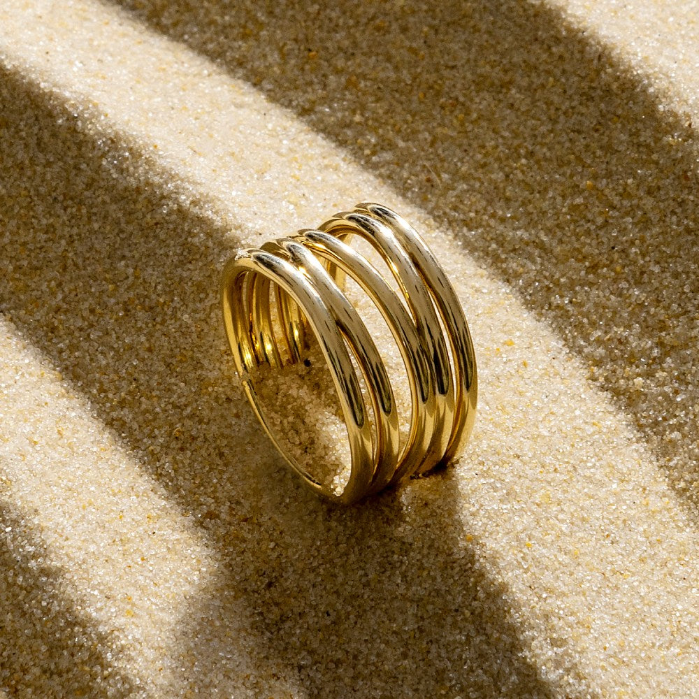 9ct Yellow Gold Plain Wide Band Wire Ring