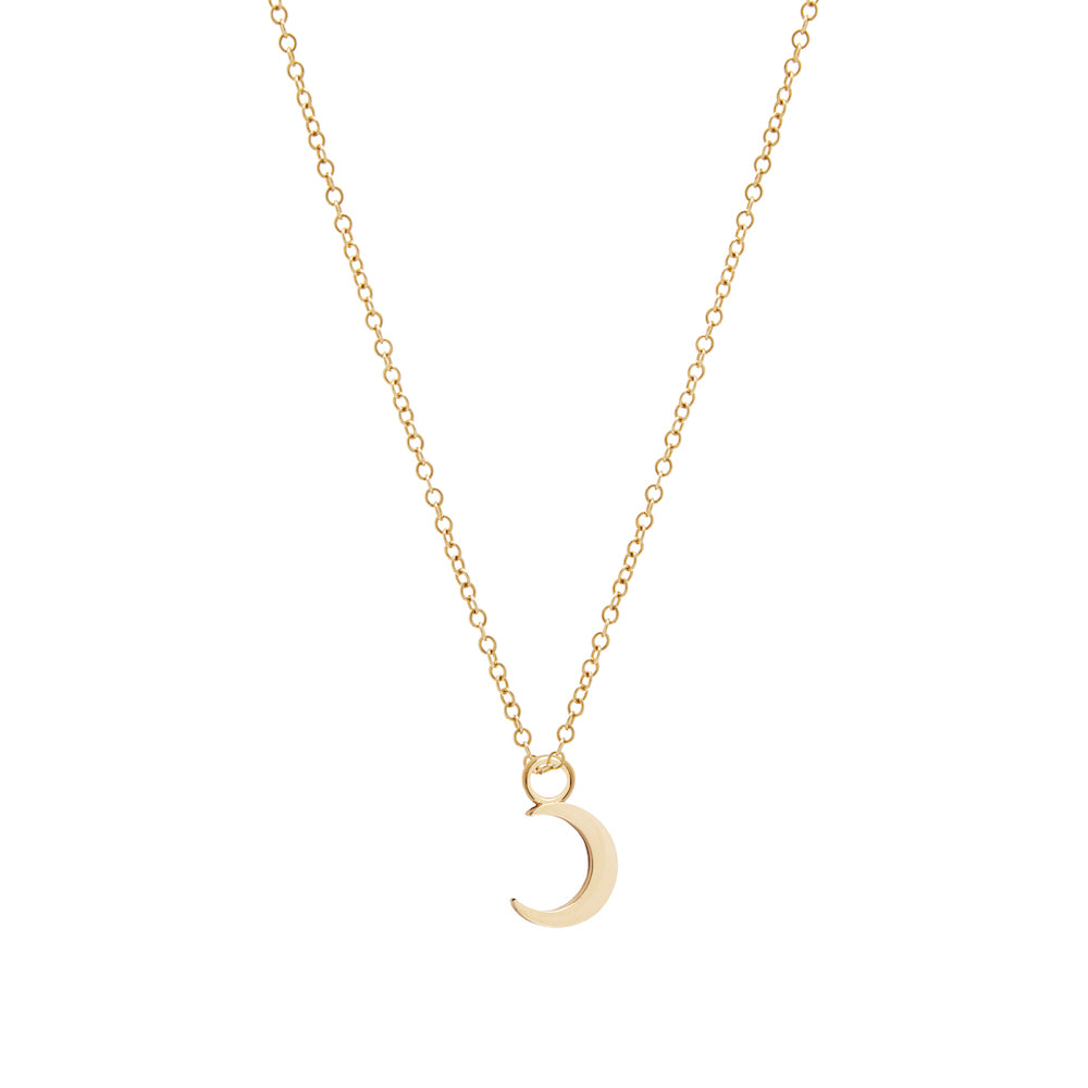 9ct Yellow Gold Plain Half-Moon Necklace