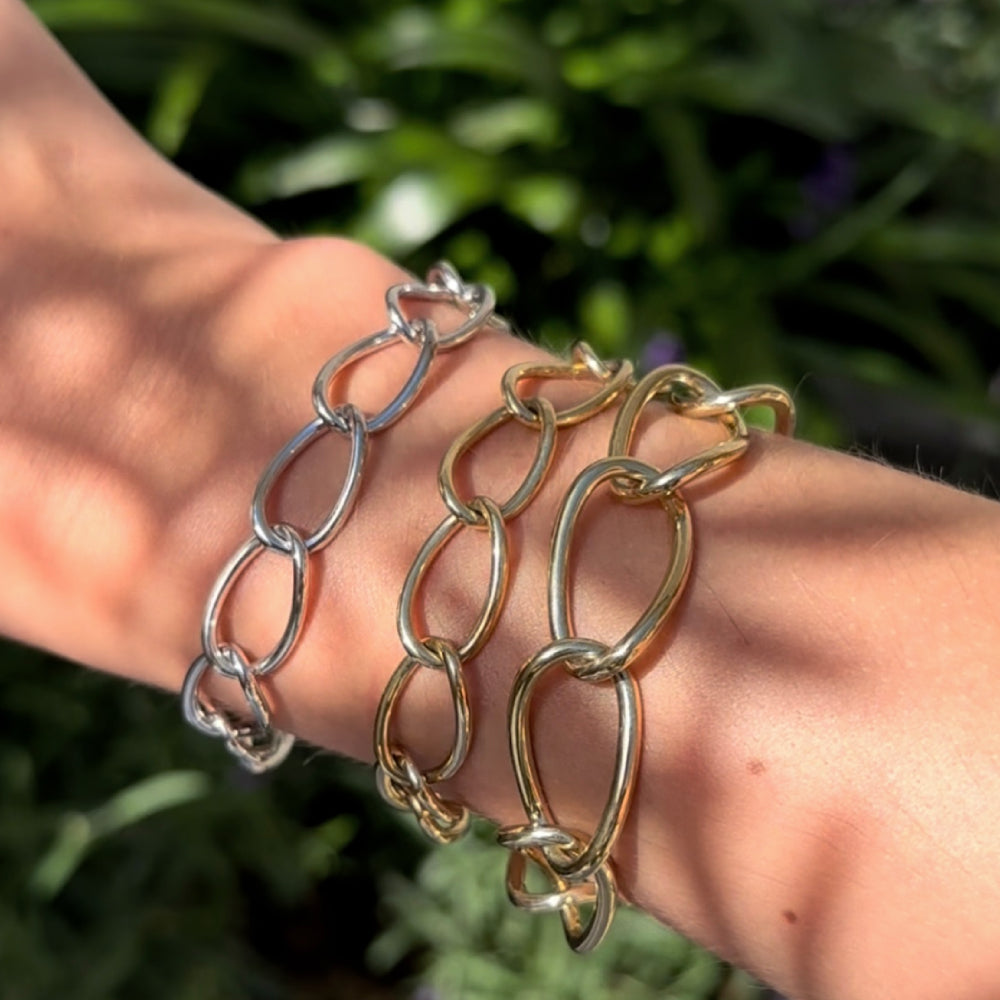 Sterling Silver Small Oval Link Bracelet with Lobster Clasp