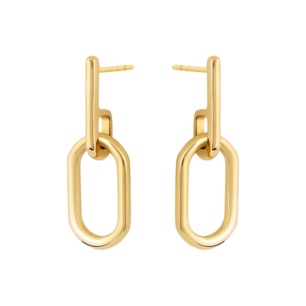 9ct Yellow Gold Large Oval Link Drop Earrings