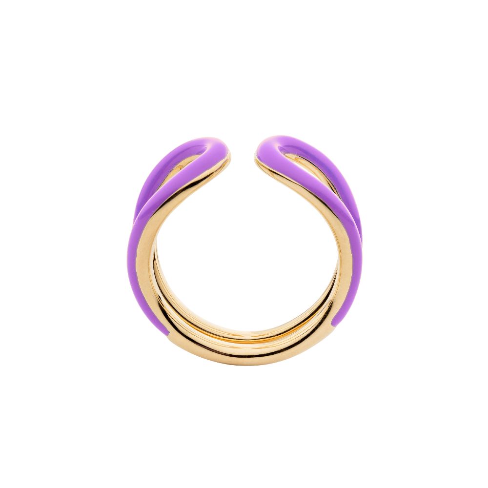 9ct Yellow Gold Oval Ring with Purple Enamel