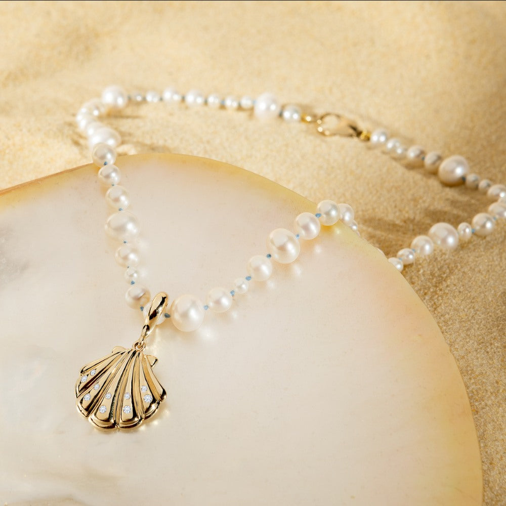 9ct Yellow Gold Necklace with Baroque Pearls