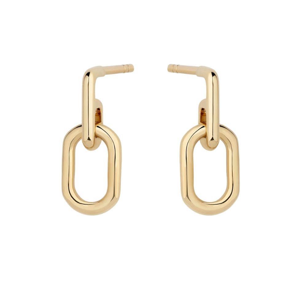 9ct Yellow Gold Small Oval Link Drop Earrings