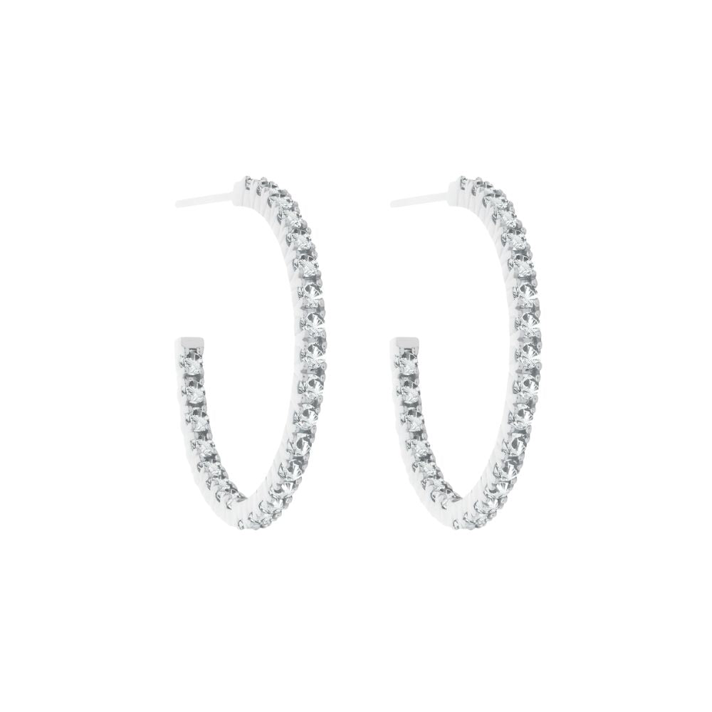 9ct White Gold Three-Quarter Diamond Hoop Earrings (20mm)