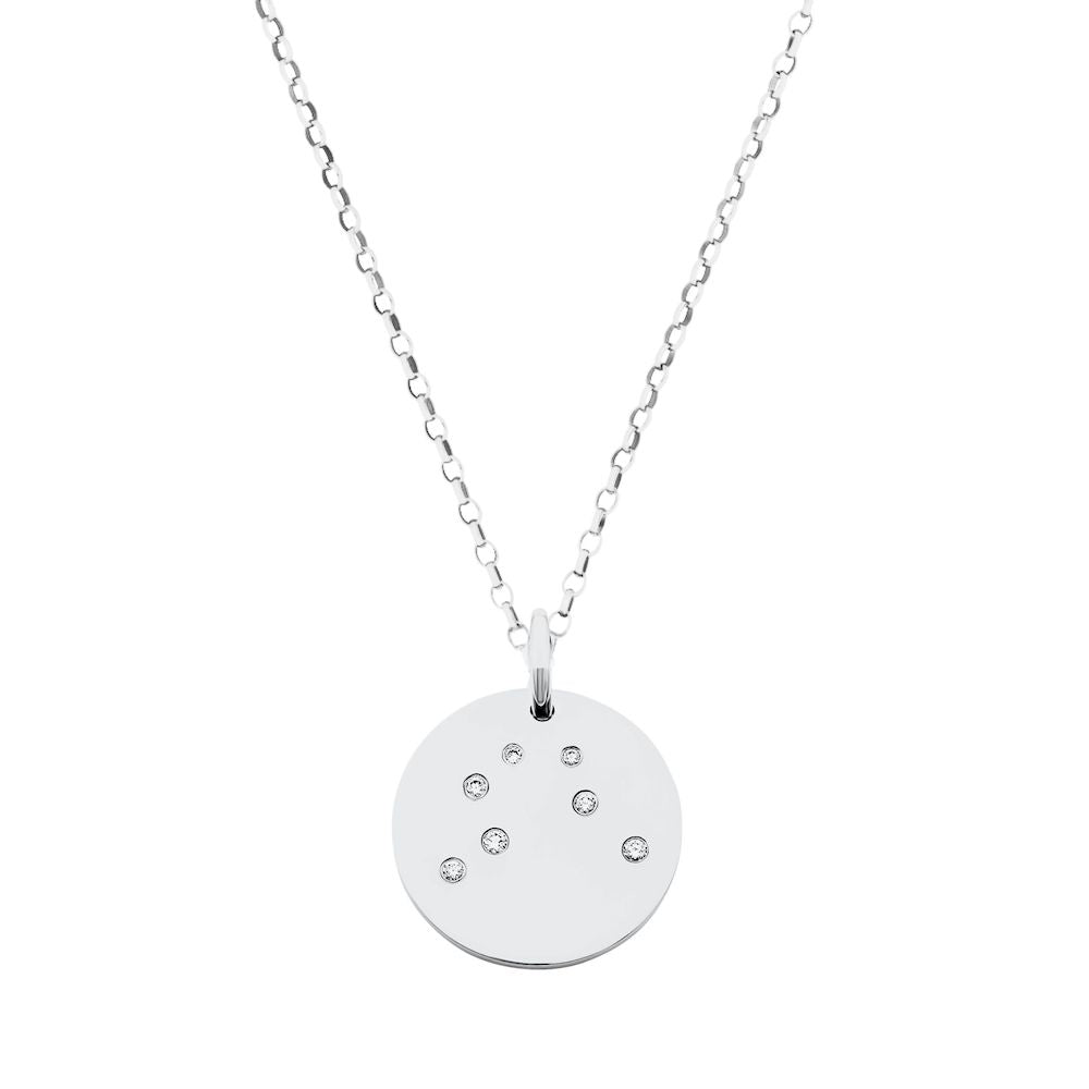9ct White Gold Zodiac Necklace with Diamond-Set Constellation