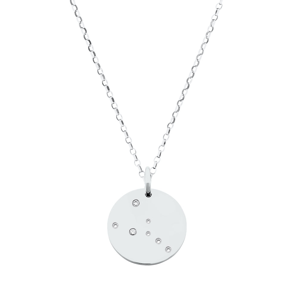 9ct White Gold Zodiac Necklace with Diamond-Set Constellation