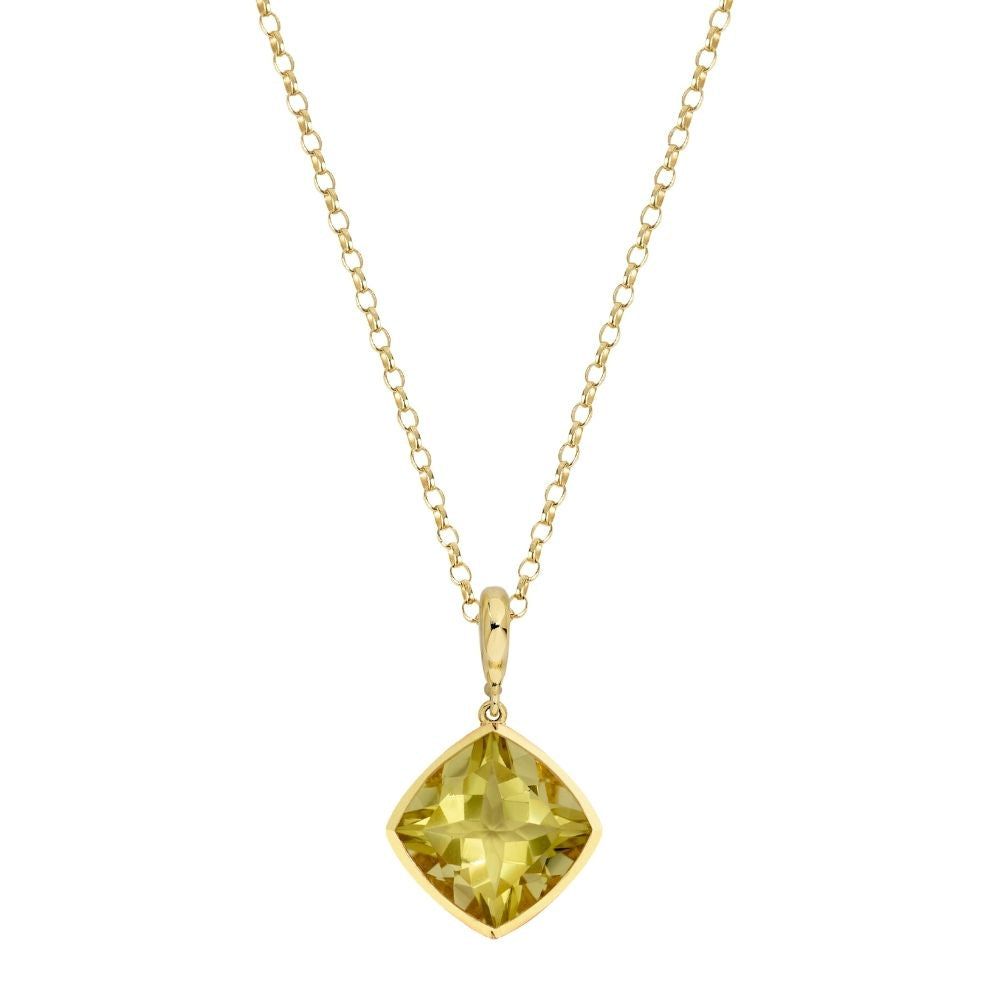 9ct Yellow Gold Single-Stone Lemon Quartz Necklace