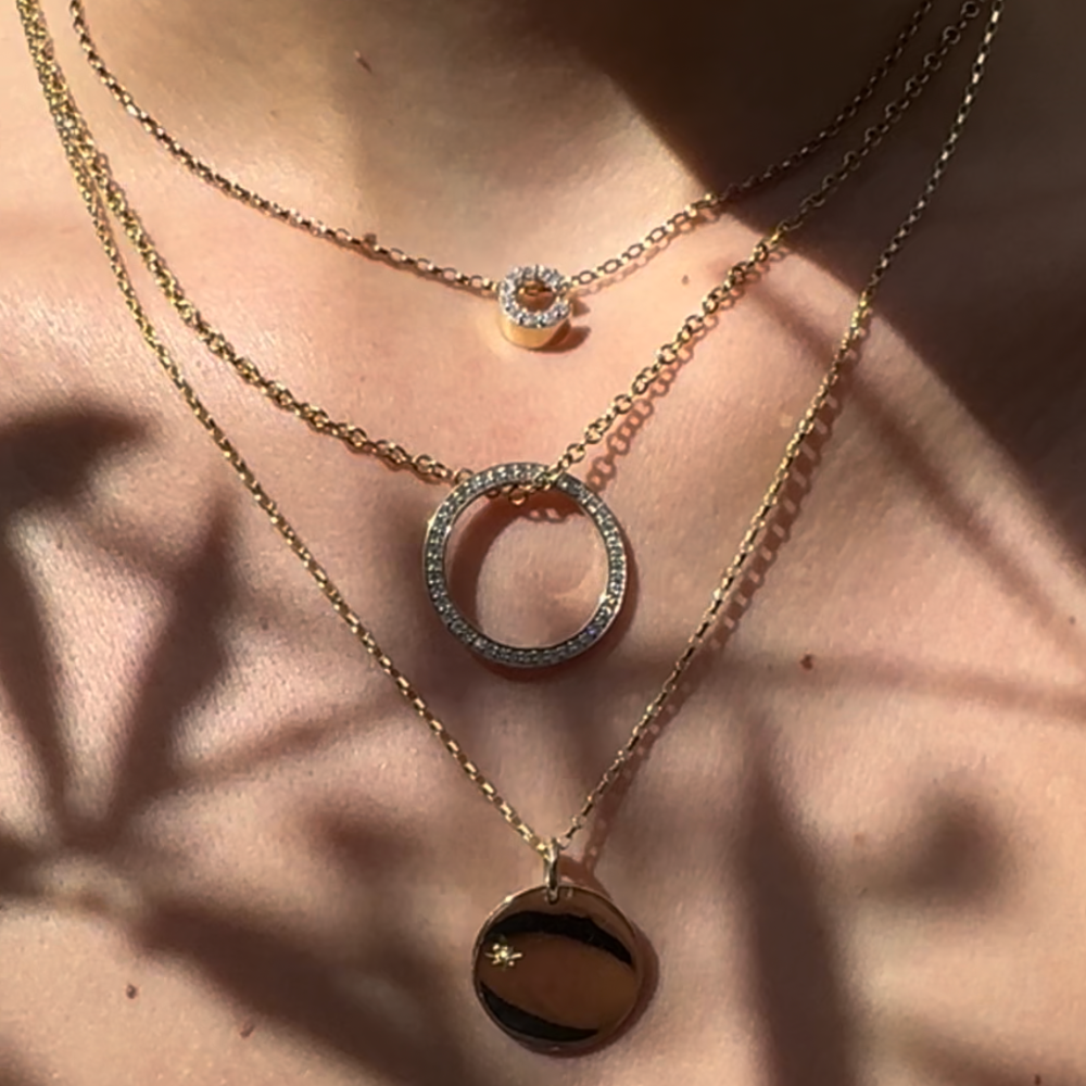 9ct Yellow Gold Disc Necklace with Birthstone Star
