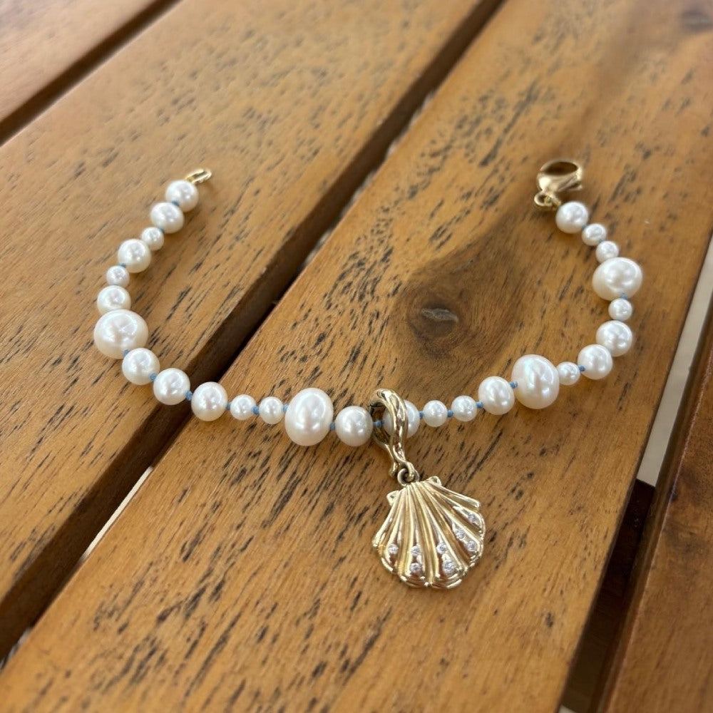 9ct Yellow Gold Bracelet with Baroque Pearls