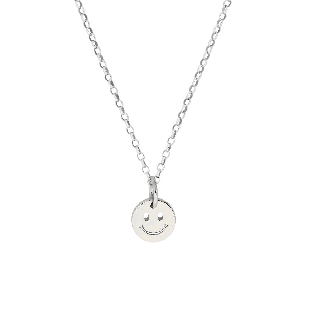 9ct White Gold Cutout Smiley Necklace (Small/Large)