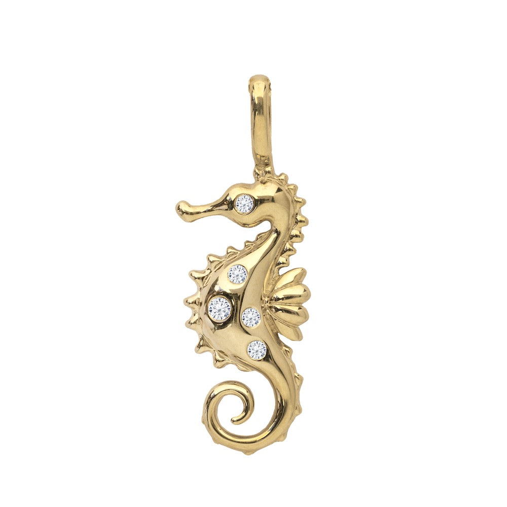 9ct Yellow Gold and Diamond Seahorse Necklace