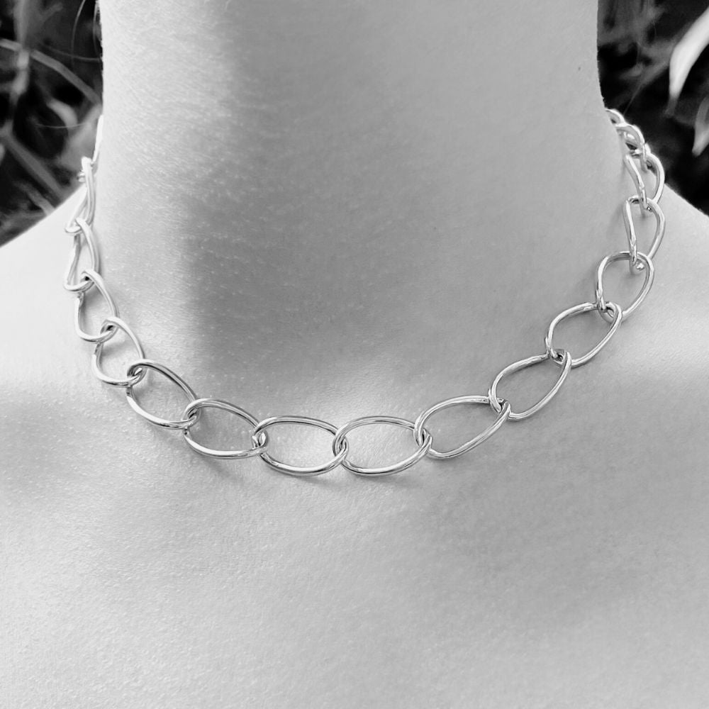 Sterling Silver Large Oval Link Necklace