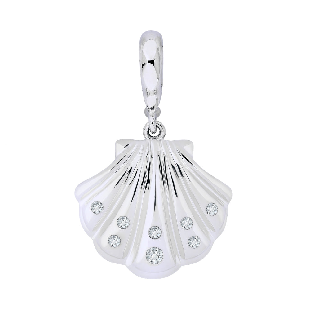 Sterling Silver Shell Necklace With Diamonds - Connector Loop (Small/Large)
