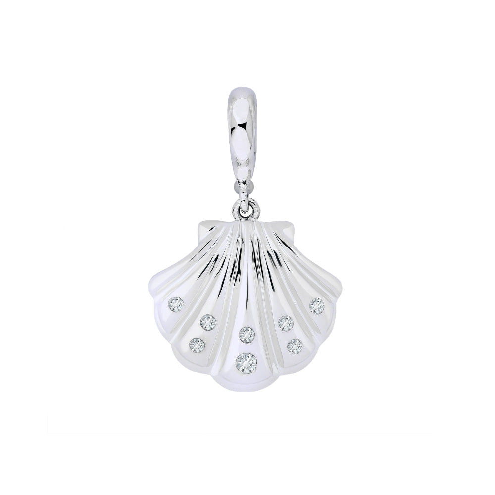 Sterling Silver Shell Necklace With Diamonds - Connector Loop (Small/Large)