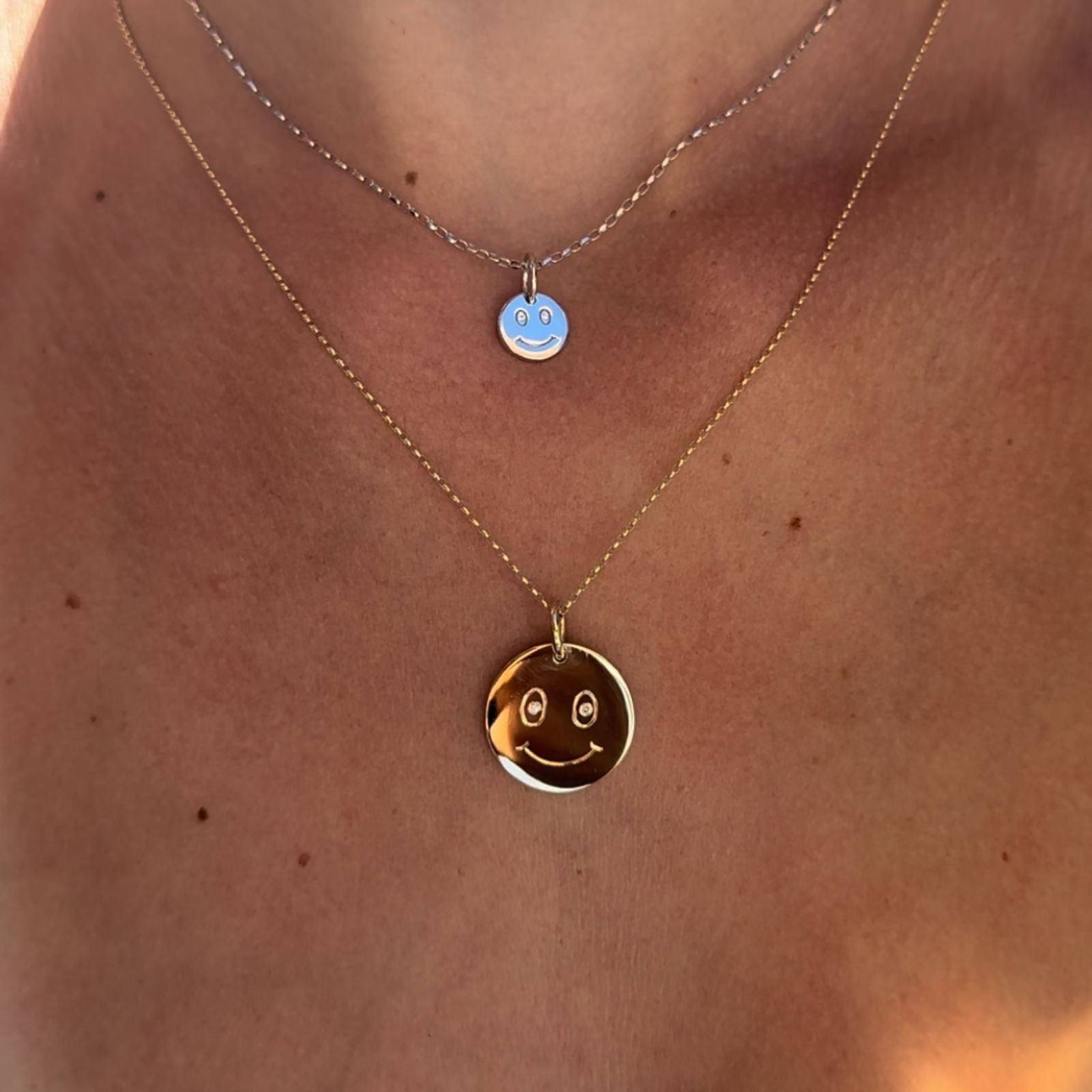 9ct Yellow Gold and Diamond Smiley Necklace (Small/Large)